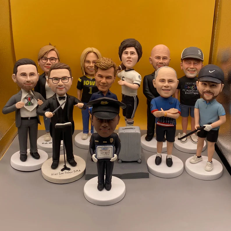 Fully Customizable Ten Bobbleheads(person or pet)Separate or whole