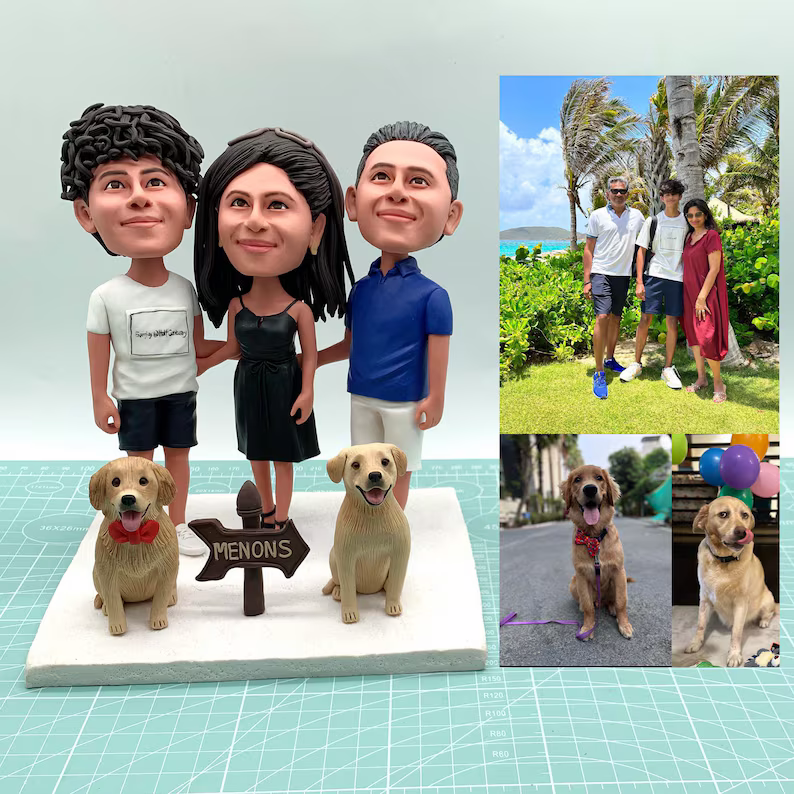 Fully Customizable Triple Bobbleheads（person or pet）